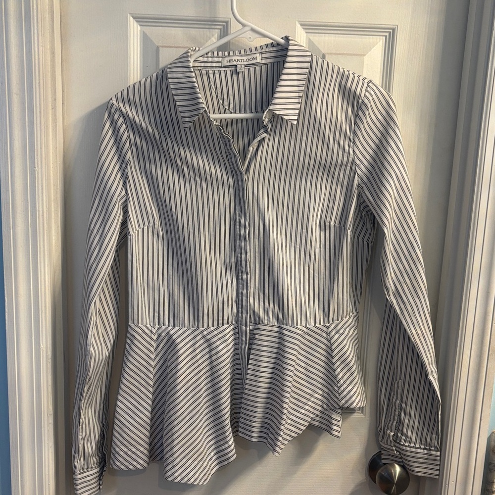 Heartloom Gray Striped Blouse